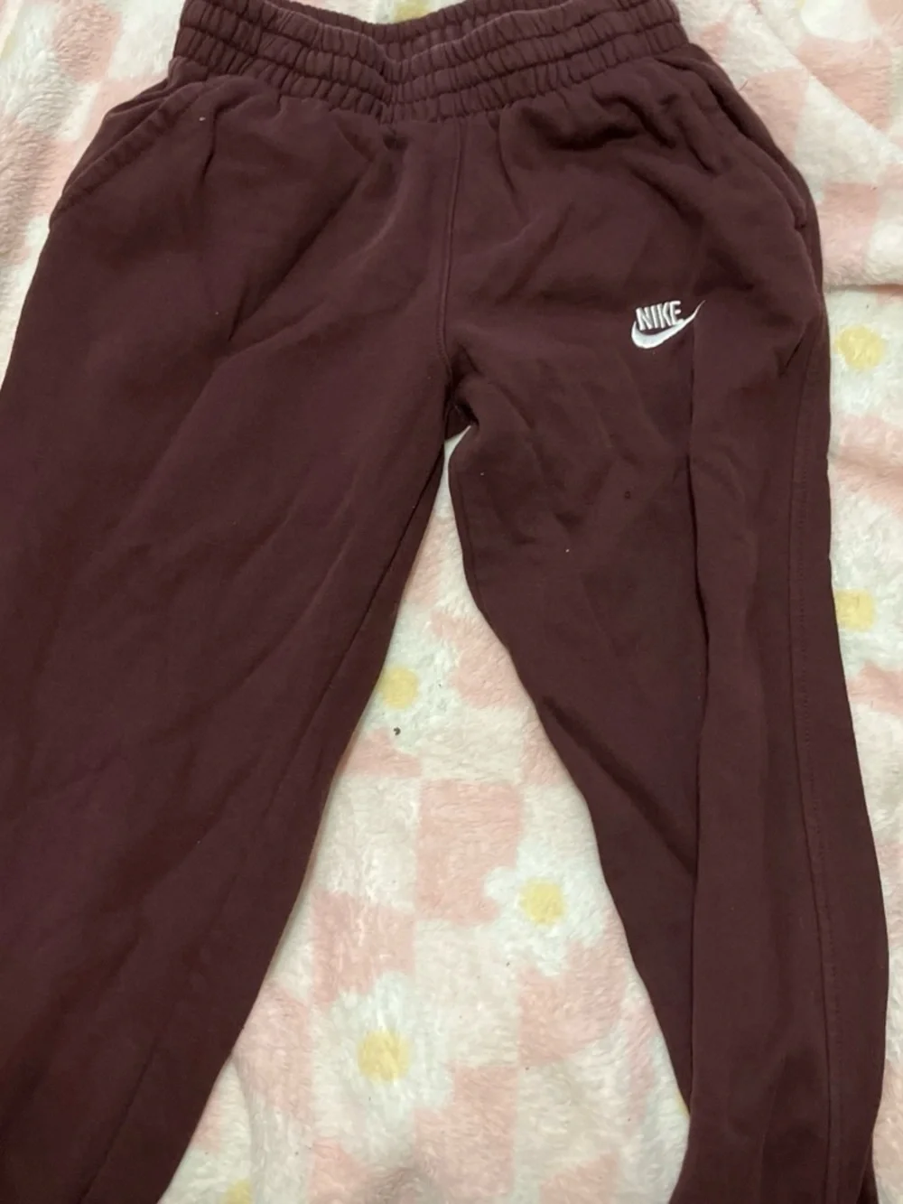 Nike Burgundy Sweat Joggers with White Swoosh